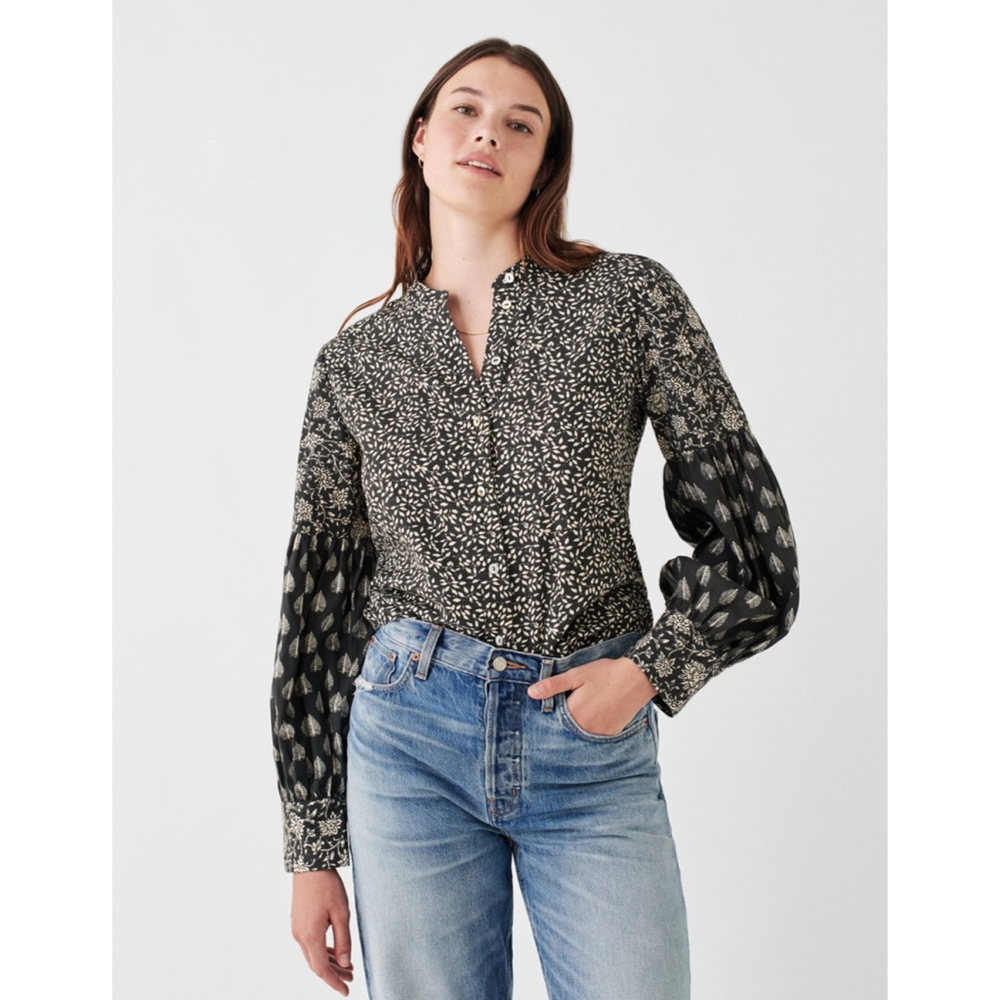 Women's Faherty Adalyn Mix Batik Organic Cotton Button-Up Shirt XS￼